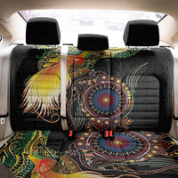 Papua New Guinea and Australia Together Back Car Seat Cover Bird of Paradise and Kangaroo Melanesian Aboriginal Motifs - Polynesian Pride