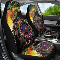 Papua New Guinea and Australia Together Car Seat Cover Bird of Paradise and Kangaroo Melanesian Aboriginal Motifs - Polynesian Pride