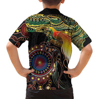 Papua New Guinea and Australia Together Family Matching Tank Maxi Dress and Hawaiian Shirt Bird of Paradise and Kangaroo Melanesian Aboriginal Motifs LT03 - Polynesian Pride