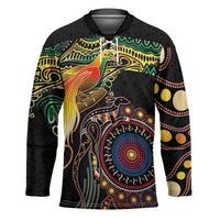 Papua New Guinea and Australia Together Hockey Jersey Bird of Paradise and Kangaroo Melanesian Aboriginal Motifs - Polynesian Pride