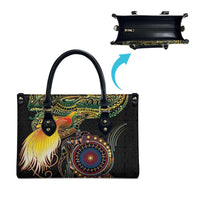 Papua New Guinea and Australia Together Leather Bag Bird of Paradise and Kangaroo Melanesian Aboriginal Motifs - Polynesian Pride