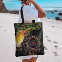 Papua New Guinea and Australia Together Tote Bag Bird of Paradise and Kangaroo Melanesian Aboriginal Motifs - Polynesian Pride