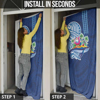 Hawaiian Mele Kalikimaka Door Cover Funny Santa on Whale Island with Kakau Tattoos - Polynesian Pride