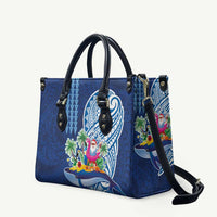 Hawaiian Mele Kalikimaka Leather Bag Funny Santa on Whale Island with Kakau Tattoos - Polynesian Pride