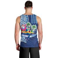 Hawaiian Mele Kalikimaka Men Tank Top Funny Santa on Whale Island with Kakau Tattoos - Polynesian Pride