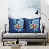 Hawaiian Mele Kalikimaka Pillow Cover Funny Santa on Whale Island with Kakau Tattoos - Polynesian Pride