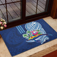 Hawaiian Mele Kalikimaka Rubber Doormat Funny Santa on Whale Island with Kakau Tattoos - Polynesian Pride