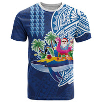 Hawaiian Mele Kalikimaka T Shirt Funny Santa on Whale Island with Kakau Tattoos - Polynesian Pride