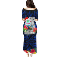 Guam Christmas Puletasi Santa Gift Latte Stone and Sea Turle Mix Hibiscus Chamorro Blue Style LT03