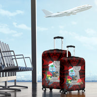 Guam Christmas Luggage Cover Santa Gift Latte Stone and Sea Turle Mix Hibiscus Chamorro Red Style LT03