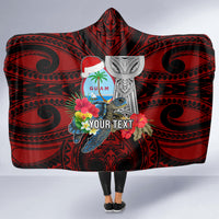 Custom Guam Christmas Hooded Blanket Santa Gift Latte Stone and Sea Turle Mix Hibiscus Chamorro Red Style LT03