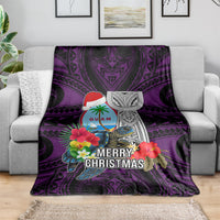 Guam Christmas Blanket Santa Gift Latte Stone and Sea Turle Mix Hibiscus Chamorro Pink Style LT03