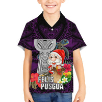 Guam Christmas Family Matching Short Sleeve Bodycon Dress and Hawaiian Shirt Santa Gift Latte Stone and Sea Turle Mix Hibiscus Chamorro Pink Style LT03