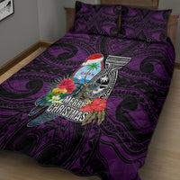 Guam Christmas Quilt Bed Set Santa Gift Latte Stone and Sea Turle Mix Hibiscus Chamorro Pink Style LT03