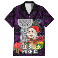 Custom Guam Christmas Hawaiian Shirt Santa Gift Latte Stone and Sea Turle Mix Hibiscus Chamorro Pink Style LT03 Pink - Polynesian Pride