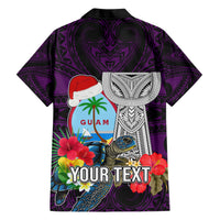 Custom Guam Christmas Hawaiian Shirt Santa Gift Latte Stone and Sea Turle Mix Hibiscus Chamorro Pink Style LT03 - Polynesian Pride