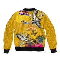 Niue Waitangi Bomber Jacket Tropical Flower Tapa Pattern LT03 - Polynesian Pride