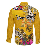 Niue Waitangi Family Matching Off Shoulder Short Dress and Hawaiian Shirt Tropical Flower Tapa Pattern LT03 - Polynesian Pride