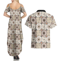 Tukenny Pattern Fijian War Clubs Couples Matching Summer Maxi Dress and Hawaiian Shirt LT03 - Polynesian Pride