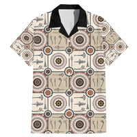 Tukenny Pattern Fijian War Clubs Family Matching Mermaid Dress and Hawaiian Shirt LT03 Dad's Shirt - Short Sleeve Beige - Polynesian Pride