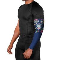 Hawaiian Turtles and Tropical Plants Arm Sleeves Blue Watercolor