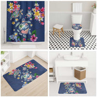 Hawaiian Turtles and Tropical Plants Bathroom Set Blue Watercolor