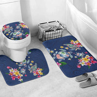 Hawaiian Turtles and Tropical Plants Bathroom Set Blue Watercolor