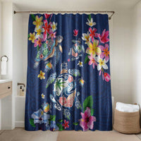 Hawaiian Turtles and Tropical Plants Bathroom Set Blue Watercolor