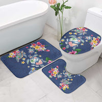 Hawaiian Turtles and Tropical Plants Bathroom Set Blue Watercolor
