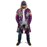 Hawaiian Turtles and Tropical Plants Cloak Purple Watercolor