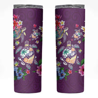 Hawaiian Turtles and Tropical Plants Skinny Tumbler Purple Watercolor LT03 Purple - Polynesian Pride