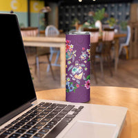 Hawaiian Turtles and Tropical Plants Skinny Tumbler Purple Watercolor LT03 - Polynesian Pride