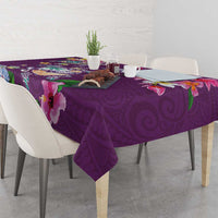 Hawaiian Turtles and Tropical Plants Tablecloth Purple Watercolor LT03 - Polynesian Pride