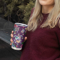 Hawaiian Turtles and Tropical Plants Tumbler Cup Purple Watercolor
