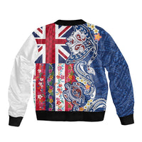 Hawaiian Manta Ray and Turtle Tribal Tattoo Bomber Jacket With Hawaii Flag and Flowers