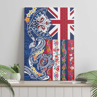 Hawaiian Manta Ray and Turtle Tribal Tattoo Canvas Wall Art With Hawaii Flag and Flowers LT03 - Polynesian Pride