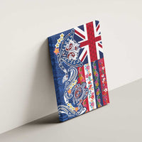 Hawaiian Manta Ray and Turtle Tribal Tattoo Canvas Wall Art With Hawaii Flag and Flowers LT03 - Polynesian Pride