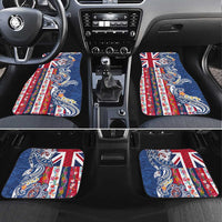 Hawaiian Manta Ray and Turtle Tribal Tattoo Car Mats With Hawaii Flag and Flowers LT03 Set 4pcs Multicolor - Polynesian Pride