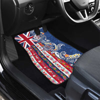 Hawaiian Manta Ray and Turtle Tribal Tattoo Car Mats With Hawaii Flag and Flowers LT03 - Polynesian Pride