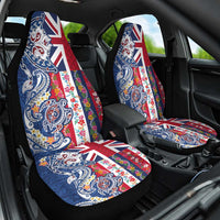 Hawaiian Manta Ray and Turtle Tribal Tattoo Car Seat Cover With Hawaii Flag and Flowers LT03 One Size Multicolor - Polynesian Pride