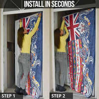 Hawaiian Manta Ray and Turtle Tribal Tattoo Door Cover With Hawaii Flag and Flowers LT03 - Polynesian Pride