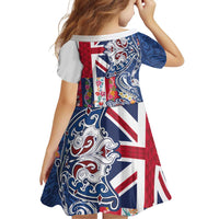 Hawaiian Manta Ray and Turtle Tribal Tattoo Family Matching Off Shoulder Short Dress and Hawaiian Shirt With Hawaii Flag and Flowers LT03 - Polynesian Pride