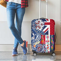 Hawaiian Manta Ray and Turtle Tribal Tattoo Luggage Cover With Hawaii Flag and Flowers LT03 - Polynesian Pride