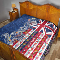 Hawaiian Manta Ray and Turtle Tribal Tattoo Quilt With Hawaii Flag and Flowers LT03 - Polynesian Pride