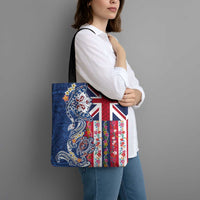 Hawaiian Manta Ray and Turtle Tribal Tattoo Tote Bag With Hawaii Flag and Flowers LT03 - Polynesian Pride