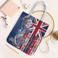 Hawaiian Manta Ray and Turtle Tribal Tattoo Tote Bag With Hawaii Flag and Flowers LT03 White Strap One Size Multicolor - Polynesian Pride