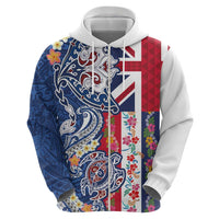 Hawaiian Manta Ray and Turtle Tribal Tattoo Zip Hoodie With Hawaii Flag and Flowers LT03 - Polynesian Pride