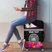Personalized American Samoa Flag Day Luggage Cover Tanoa and Fue mix Hibiscus Flower Polynesian Pattern