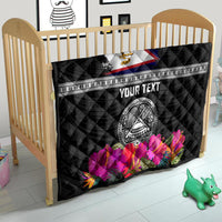 Personalized American Samoa Flag Day Quilt Tanoa and Fue mix Hibiscus Flower Polynesian Pattern