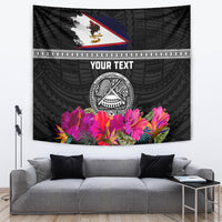 Personalized American Samoa Flag Day Tapestry Tanoa and Fue mix Hibiscus Flower Polynesian Pattern